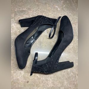 Black ankle strap heels